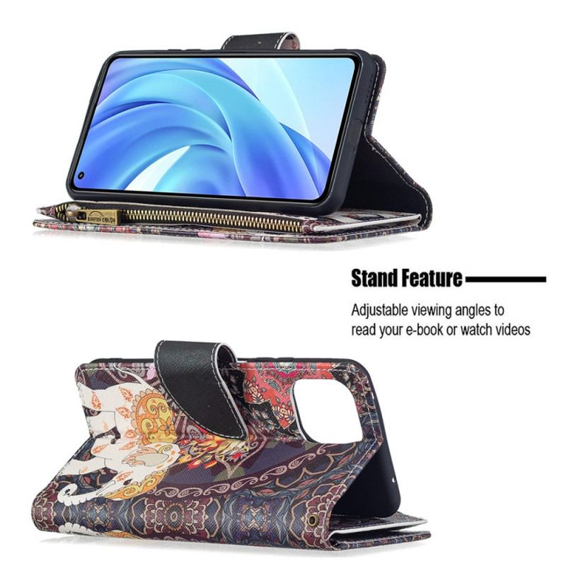 Capa De Couro Para Xiaomi Mi 11 Lite 4G / 5G / 5G NE Bolso Elefante Com Zíper