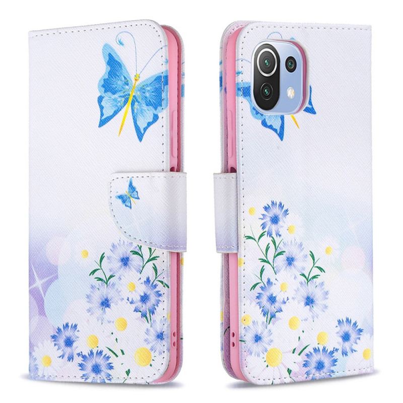 Capa De Couro Para Xiaomi Mi 11 Lite 4G / 5G / 5G NE Borboletas Dos Sonhos