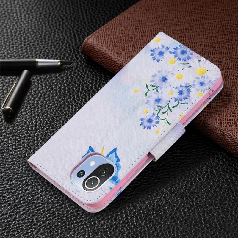 Capa De Couro Para Xiaomi Mi 11 Lite 4G / 5G / 5G NE Borboletas Dos Sonhos