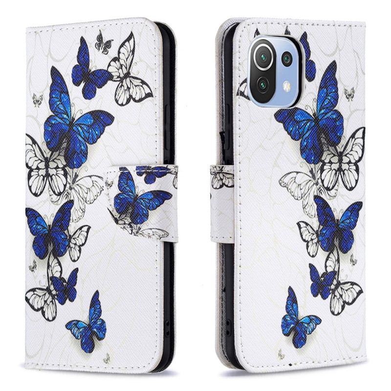 Capa De Couro Para Xiaomi Mi 11 Lite 4G / 5G / 5G NE Borboletas Em Vôo