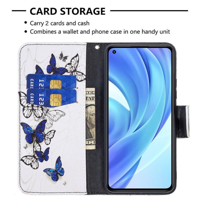 Capa De Couro Para Xiaomi Mi 11 Lite 4G / 5G / 5G NE Borboletas Em Vôo