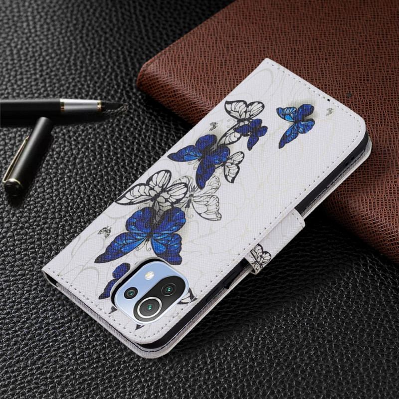 Capa De Couro Para Xiaomi Mi 11 Lite 4G / 5G / 5G NE Borboletas Em Vôo