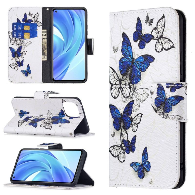 Capa De Couro Para Xiaomi Mi 11 Lite 4G / 5G / 5G NE Borboletas Em Vôo