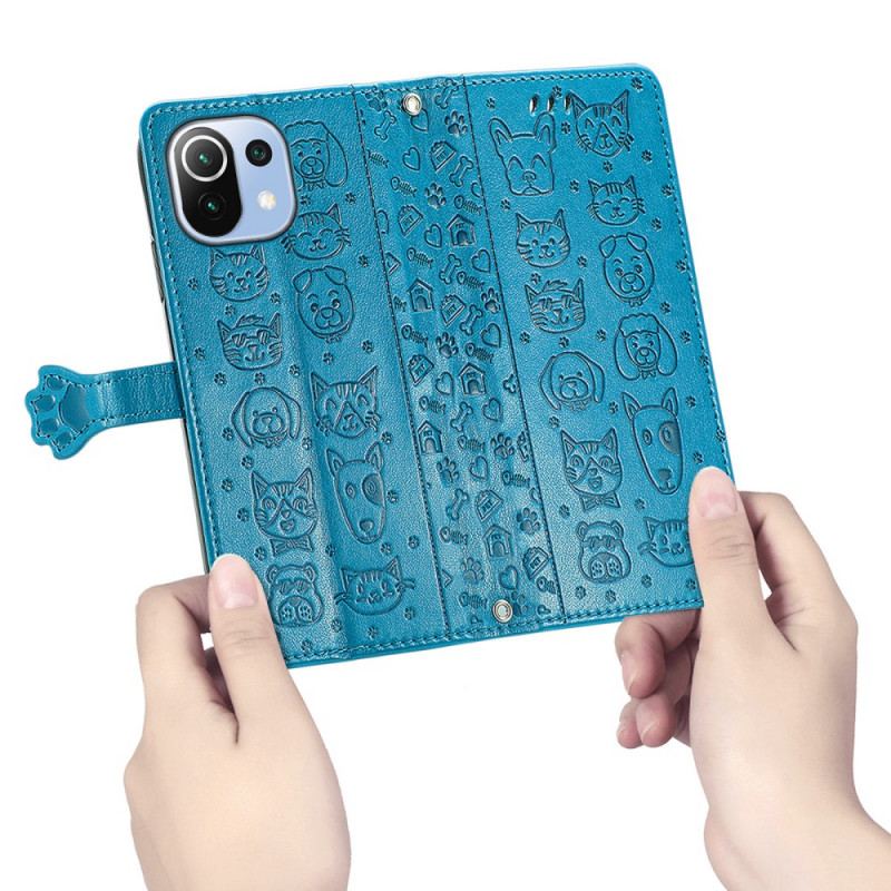 Capa Flip Para Xiaomi Mi 11 Lite 4G / 5G / 5G NE Animais Animados