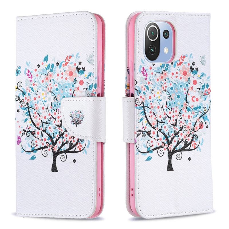 Capa Flip Para Xiaomi Mi 11 Lite 4G / 5G / 5G NE Árvore Florida