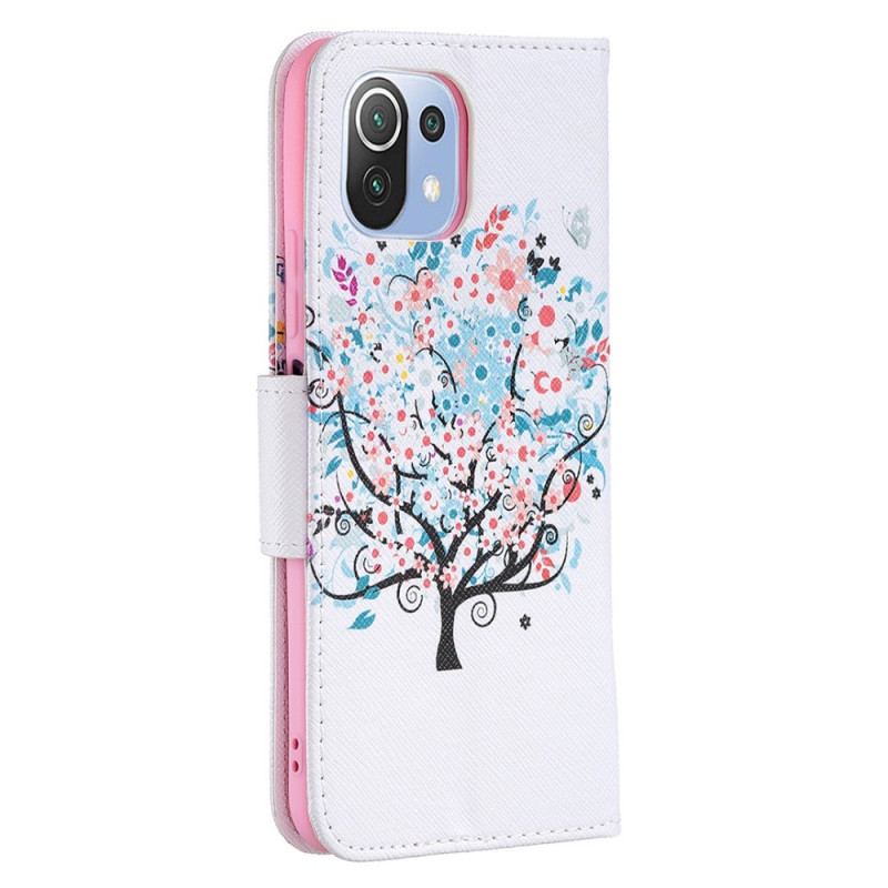 Capa Flip Para Xiaomi Mi 11 Lite 4G / 5G / 5G NE Árvore Florida