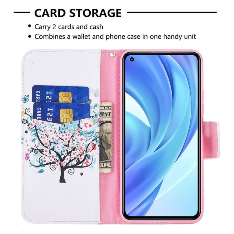 Capa Flip Para Xiaomi Mi 11 Lite 4G / 5G / 5G NE Árvore Florida