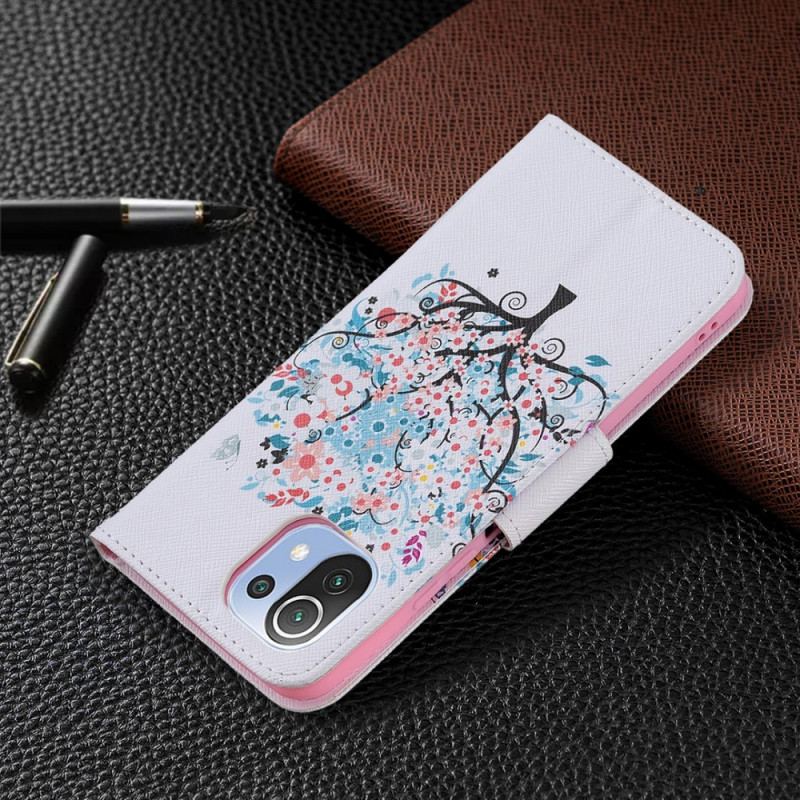 Capa Flip Para Xiaomi Mi 11 Lite 4G / 5G / 5G NE Árvore Florida