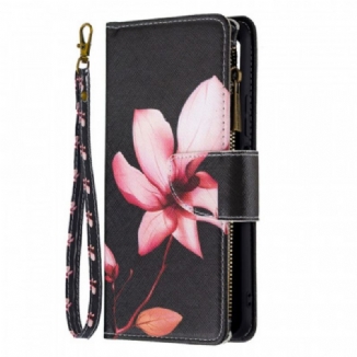 Capa Flip Para Xiaomi Mi 11 Lite 4G / 5G / 5G NE Bolso Com Zíper Flor Rosa