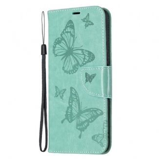 Capa Flip Para Xiaomi Mi 11 Lite 4G / 5G / 5G NE De Cordão Strappy Estampado Borboletas