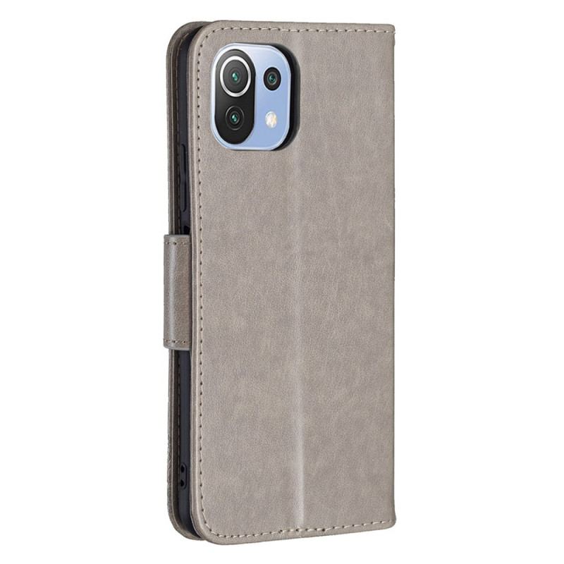 Capa Flip Para Xiaomi Mi 11 Lite 4G / 5G / 5G NE De Cordão Strappy Estampado Borboletas