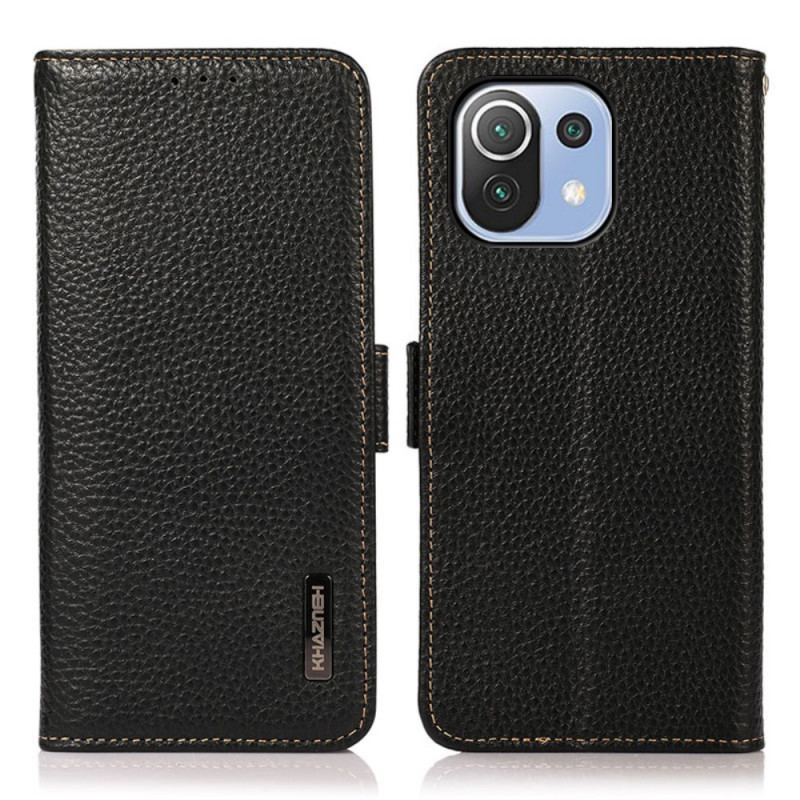Capa Flip Para Xiaomi Mi 11 Lite 4G / 5G / 5G NE Couro De Lichia Khazneh Rfid