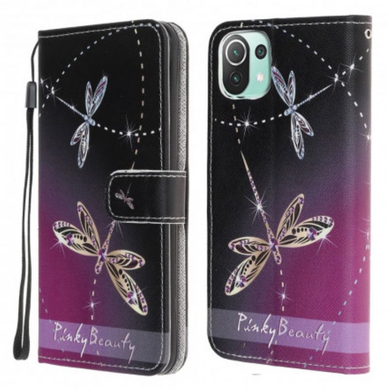 Capa Flip Para Xiaomi Mi 11 Lite 4G / 5G / 5G NE Libélulas