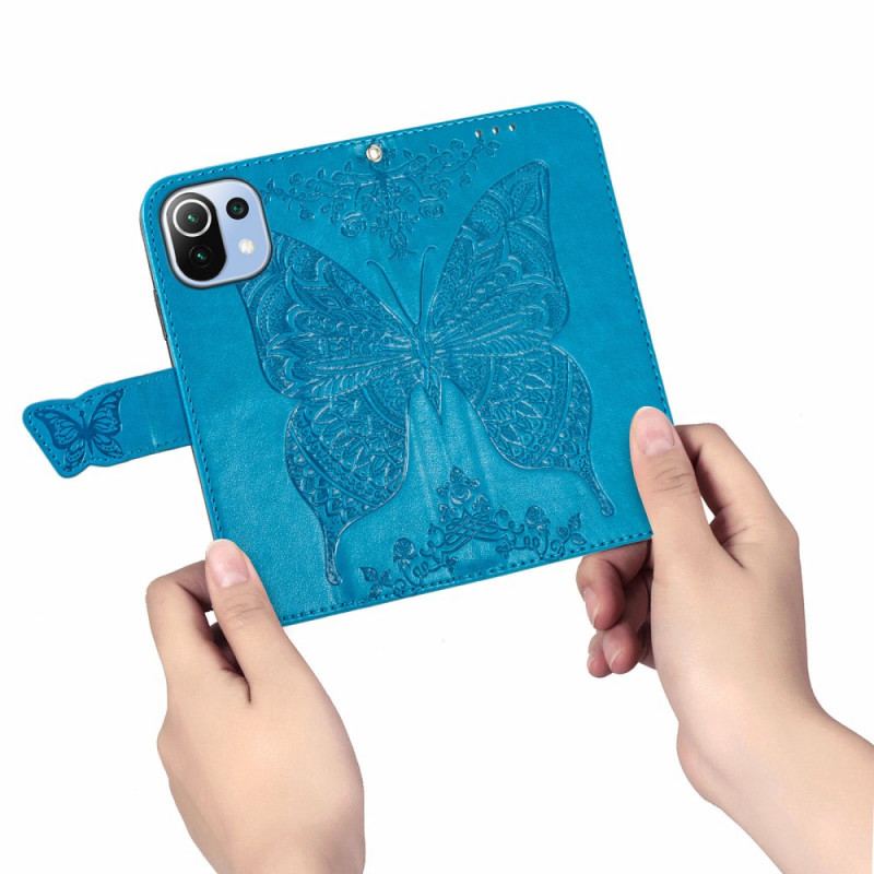 Capa Flip Para Xiaomi Mi 11 Lite 4G / 5G / 5G NE Meia Borboleta Asteca