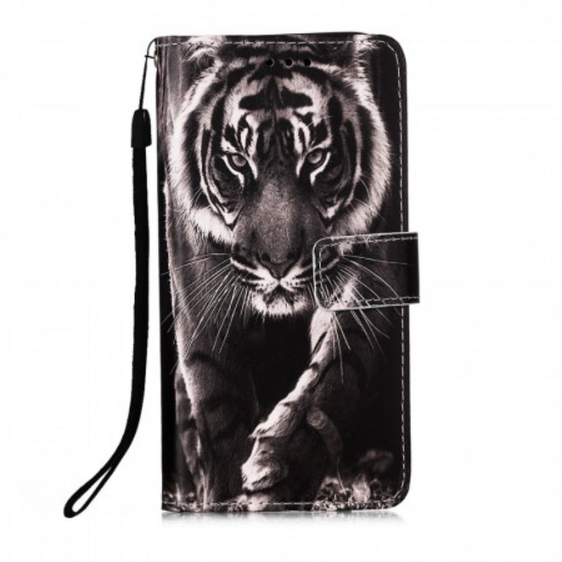 Capa Flip Para Xiaomi Mi 11 Lite 4G / 5G / 5G NE Tigre Da Noite