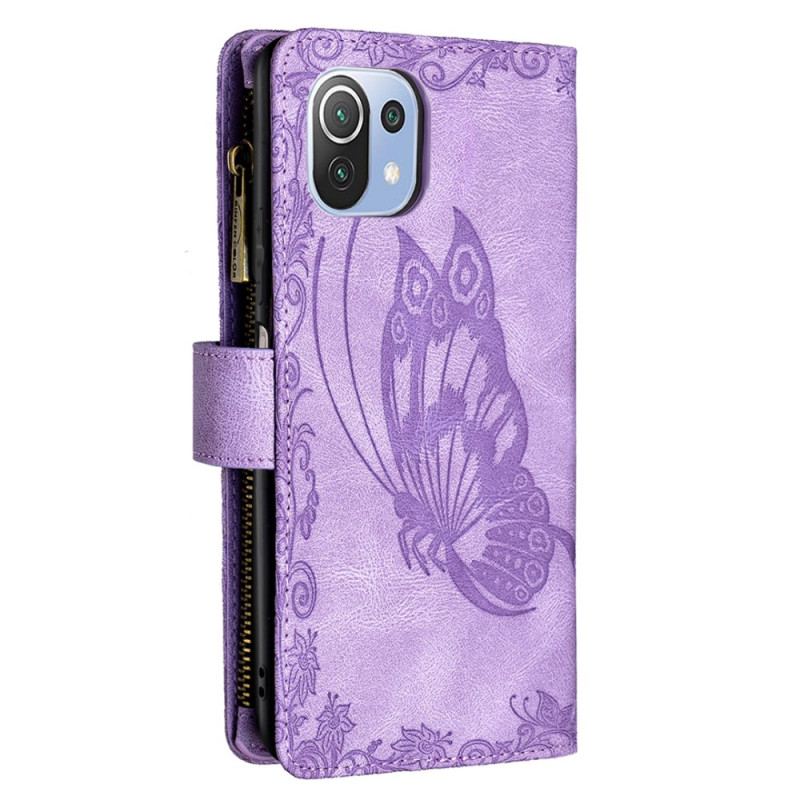Capa Folio Para Xiaomi Mi 11 Lite 4G / 5G / 5G NE Bolso Com Zíper Barroco Borboleta