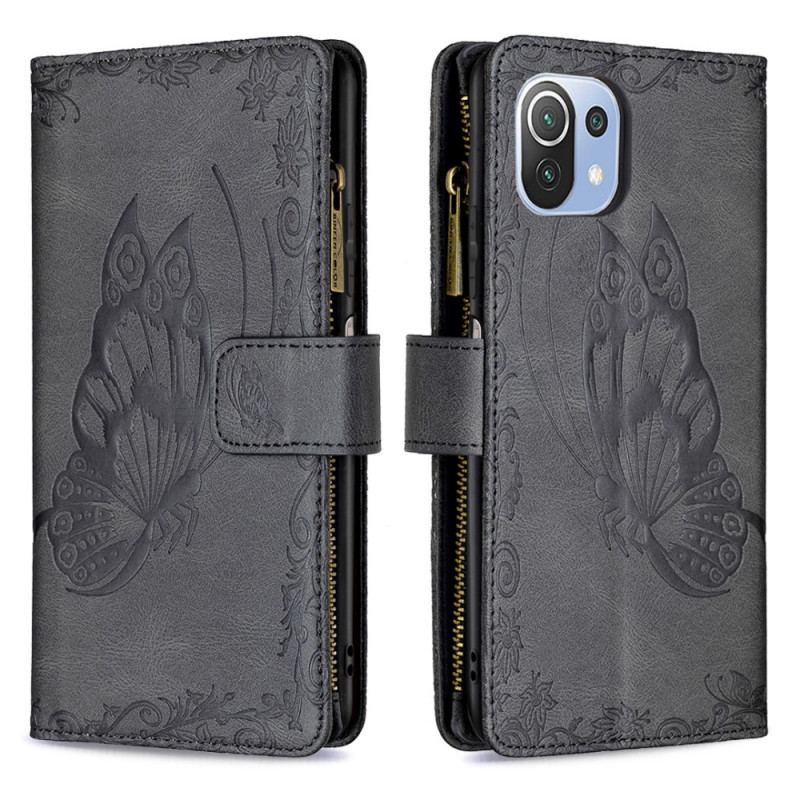 Capa Folio Para Xiaomi Mi 11 Lite 4G / 5G / 5G NE Bolso Com Zíper Barroco Borboleta