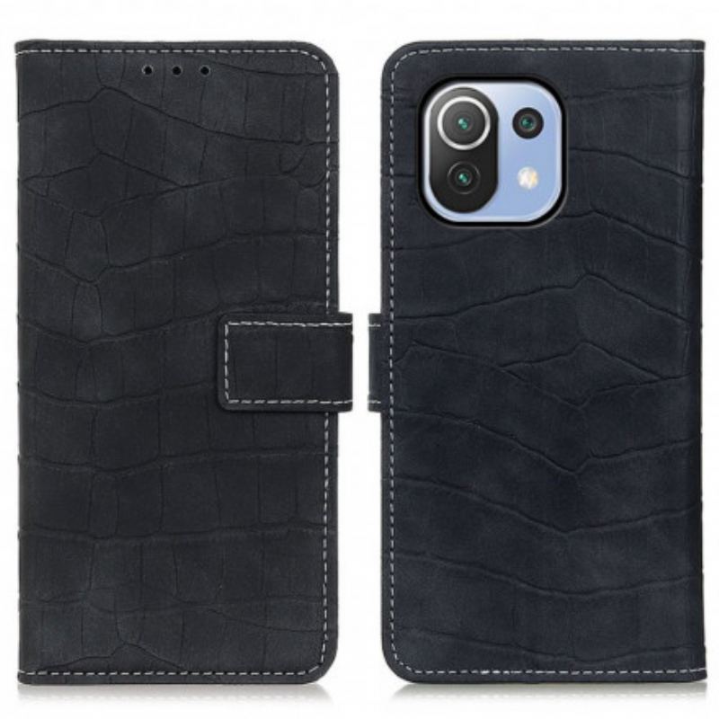 Capa Folio Para Xiaomi Mi 11 Lite 4G / 5G / 5G NE Flip Textura De Crocodilo