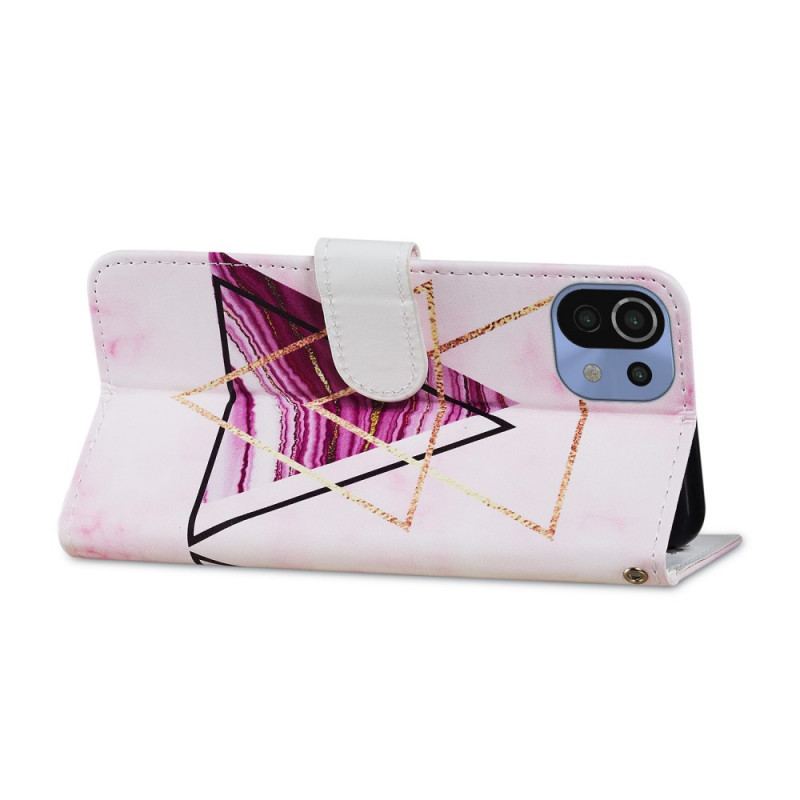 Capa Folio Para Xiaomi Mi 11 Lite 4G / 5G / 5G NE Mármore Intenso