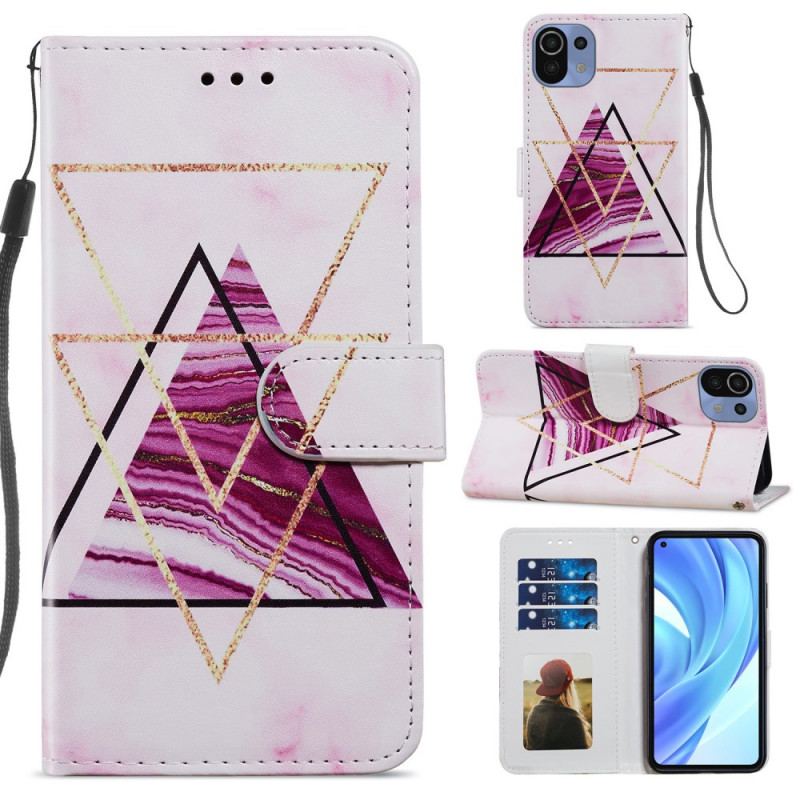 Capa Folio Para Xiaomi Mi 11 Lite 4G / 5G / 5G NE Mármore Intenso