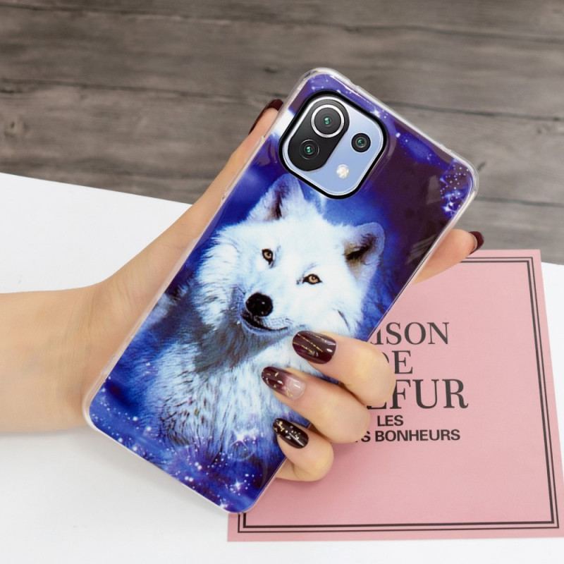Capa Para Xiaomi Mi 11 Lite 4G / 5G / 5G NE Cão Selvagem Fluorescente