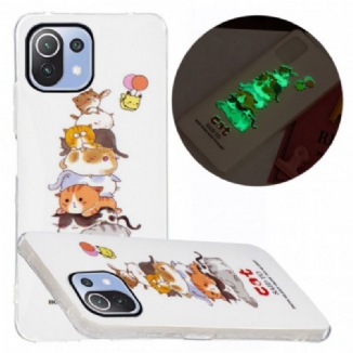 Capa Para Xiaomi Mi 11 Lite 4G / 5G / 5G NE Gatos Fluorescentes