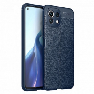 Capa Para Xiaomi Mi 11 Lite 4G / 5G / 5G NE Linha Dupla Efeito Couro Litchi