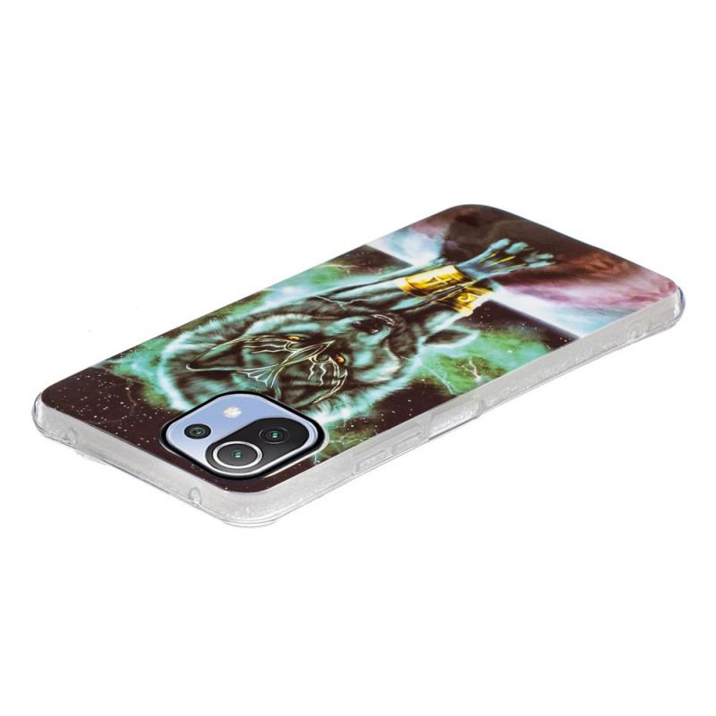 Capa Para Xiaomi Mi 11 Lite 4G / 5G / 5G NE Lobo Fluorescente