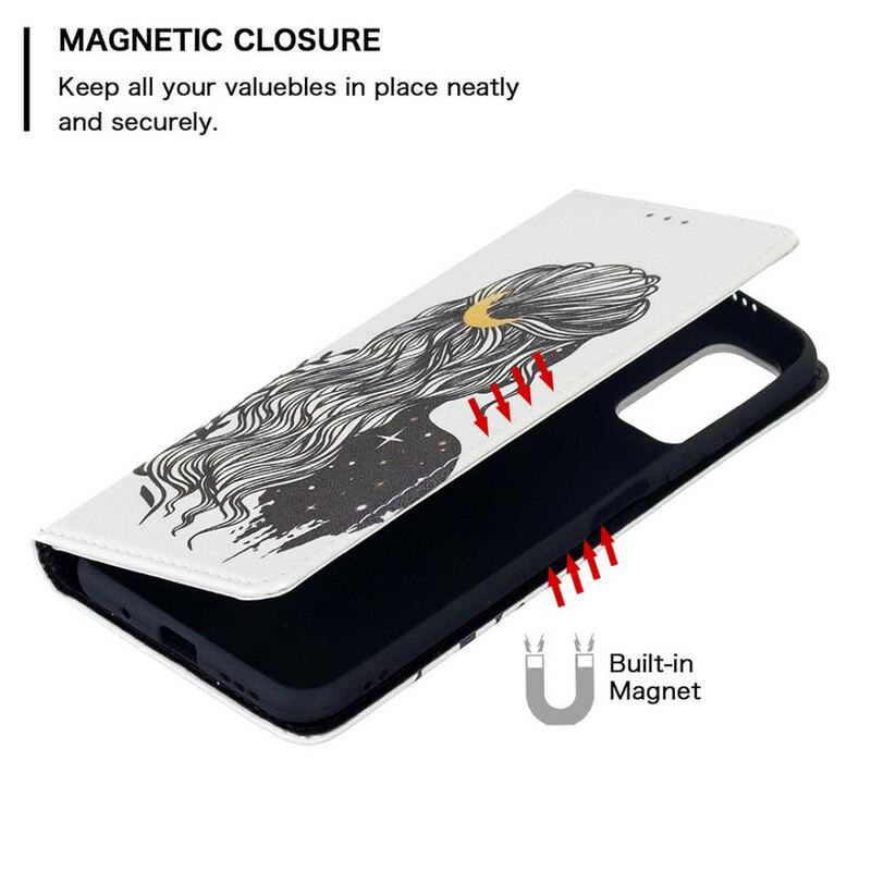 Capa De Celular Para Poco M3 Pro 5G Flip Cabelo Bonito
