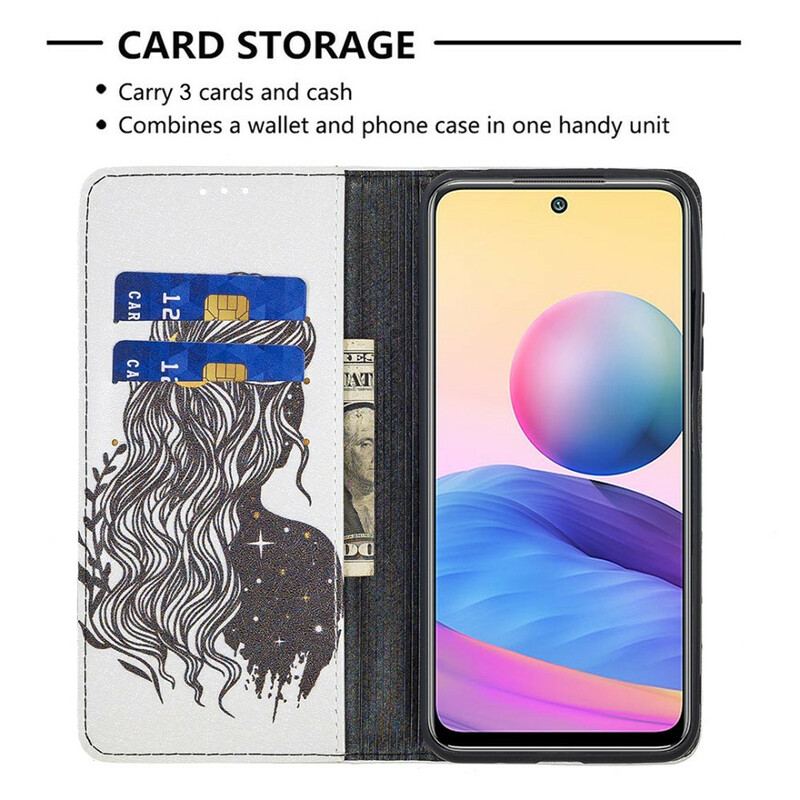 Capa De Celular Para Poco M3 Pro 5G Flip Cabelo Bonito