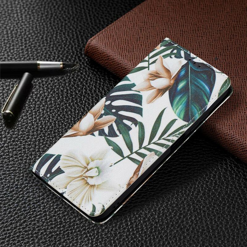 Capa De Celular Para Poco M3 Pro 5G Flip Folhas