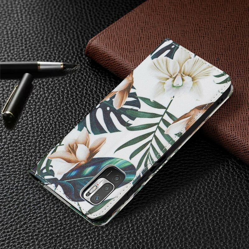 Capa De Celular Para Poco M3 Pro 5G Flip Folhas