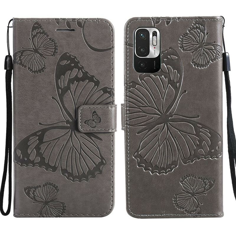 Capa Flip Para Poco M3 Pro 5G Borboletas Gigantes