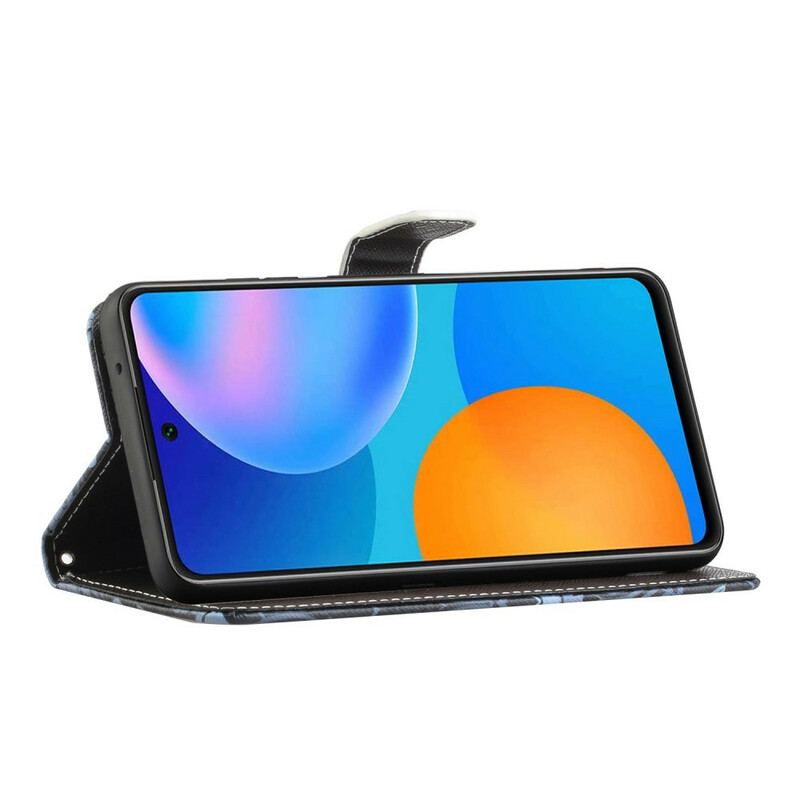 Capa Flip Para Poco M3 Pro 5G De Cordão Olhos De Gato Com Tiras