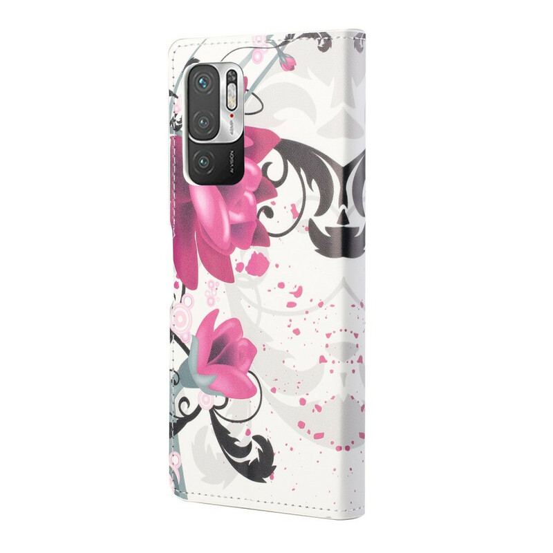 Capa Flip Para Poco M3 Pro 5G Flores Tropicais