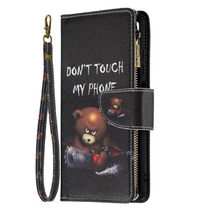 Capa Flip Para Poco M3 Pro 5G Urso De Bolso Com Zíper
