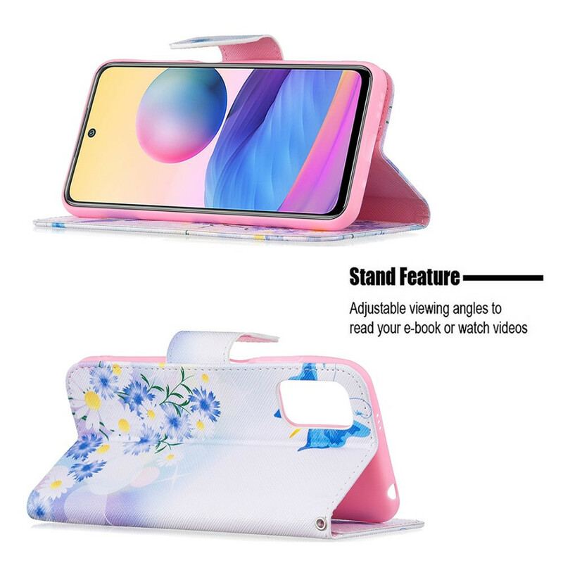 Capa Folio Para Poco M3 Pro 5G Borboletas E Flores