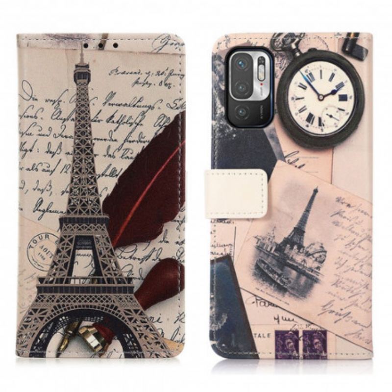 Capa Folio Para Poco M3 Pro 5G Torre Eiffel Do Poeta