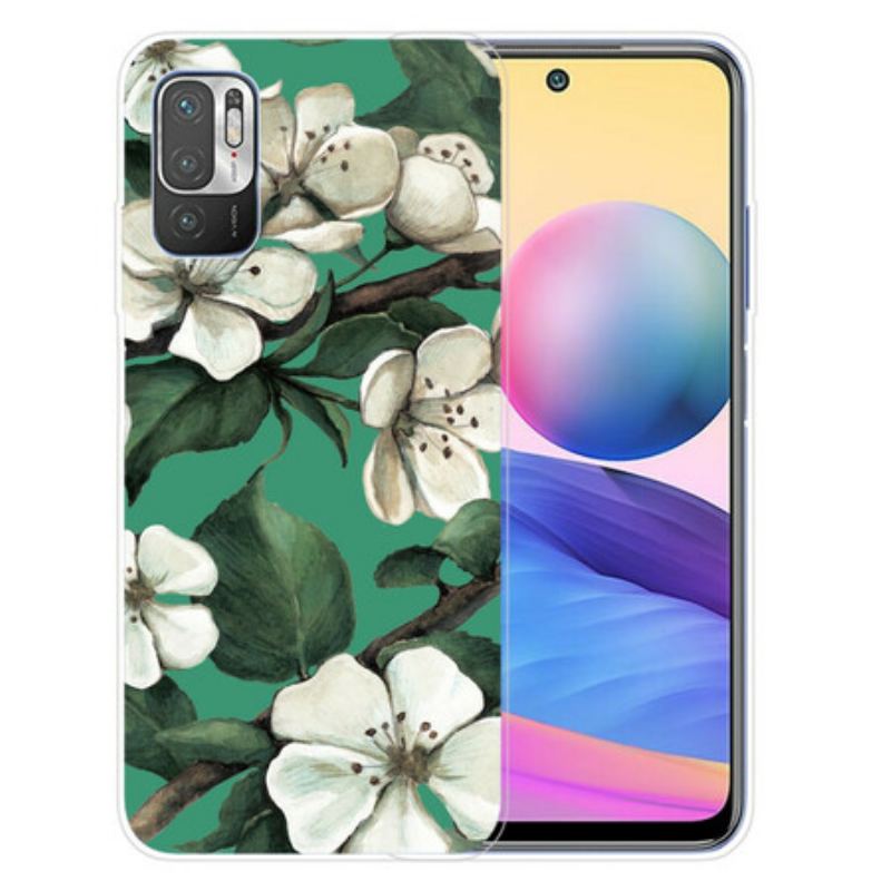 Capa Para Poco M3 Pro 5G Flores Brancas Pintadas