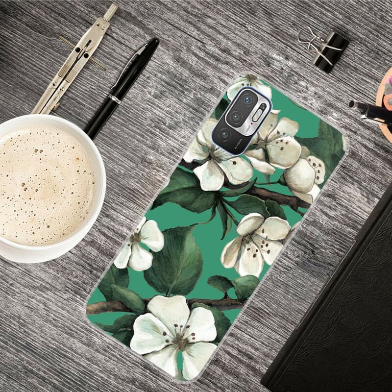 Capa Para Poco M3 Pro 5G Flores Brancas Pintadas