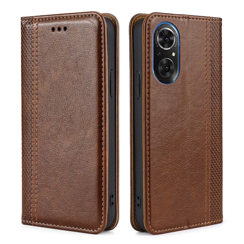 Capa De Celular Para Honor 50 SE Flip Costura De Couro De Lichia