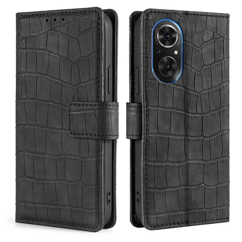 Capa De Couro Para Honor 50 SE Crocodilo Clássico