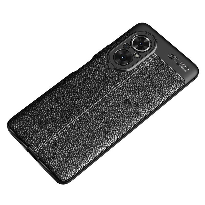 Capa Para Honor 50 SE Linha Dupla Efeito Couro Litchi