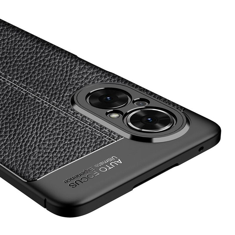 Capa Para Honor 50 SE Linha Dupla Efeito Couro Litchi