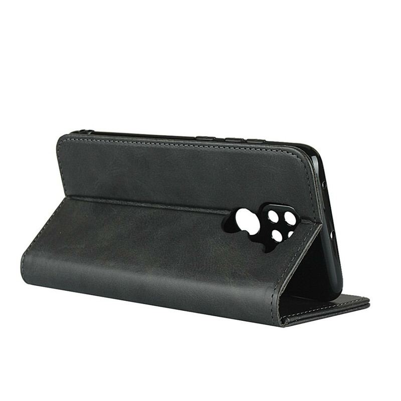 Capa De Celular Para Xiaomi Redmi Note 9 Flip Costura De Couro Sintético Premium