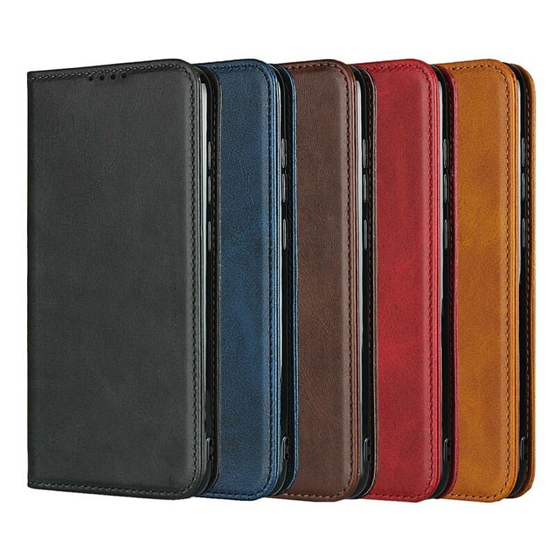 Capa De Celular Para Xiaomi Redmi Note 9 Flip Costura De Couro Sintético Premium