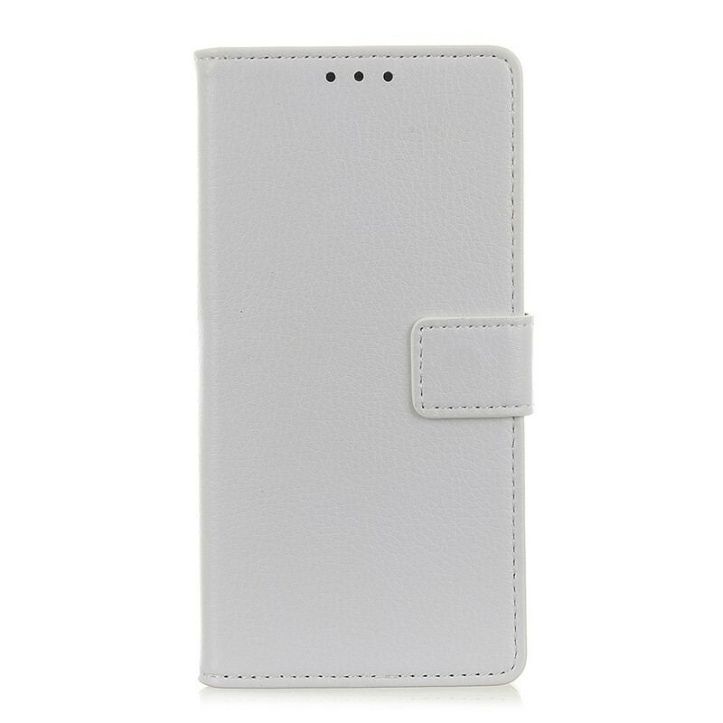 Capa De Couro Para Xiaomi Redmi Note 9 Costuras Efeito Couro Lichia
