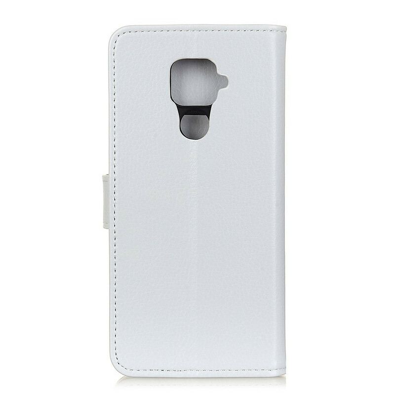 Capa De Couro Para Xiaomi Redmi Note 9 Costuras Efeito Couro Lichia