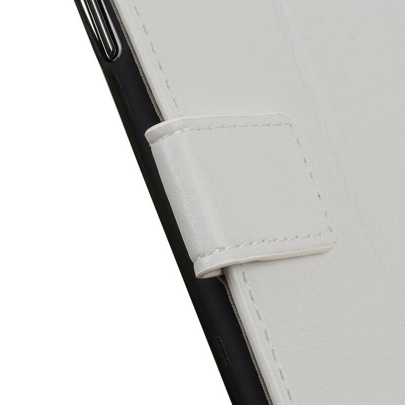 Capa De Couro Para Xiaomi Redmi Note 9 Costuras Efeito Couro Lichia
