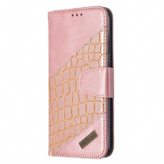 Capa De Couro Para Xiaomi Redmi Note 9 Efeito Clássico De Pele De Crocodilo